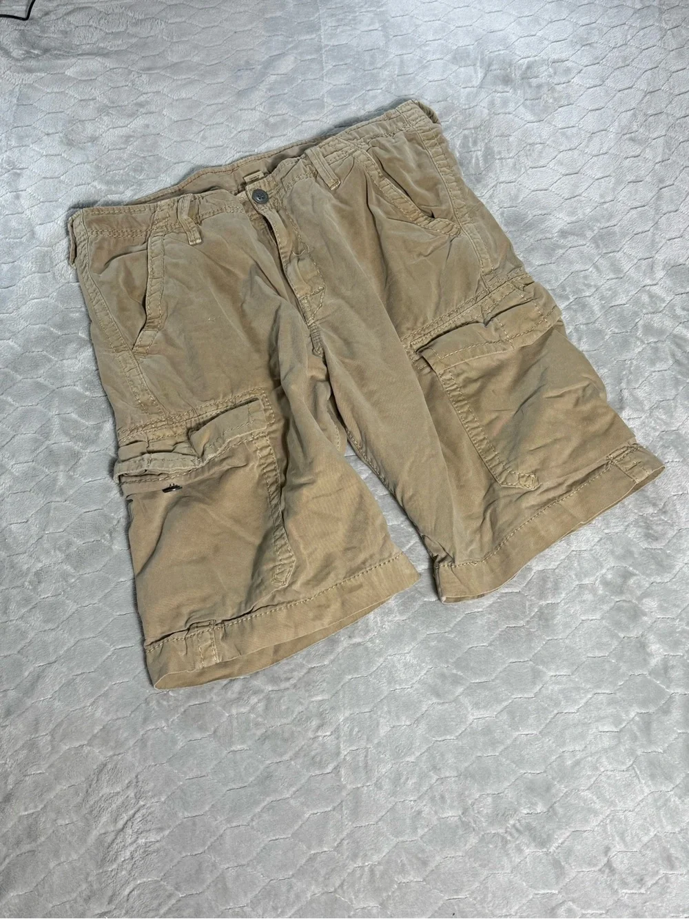 True Religion Cargo Shorts Mens 34 Fits 38 Tan Khaki Utility Y2K Cargo Shorts